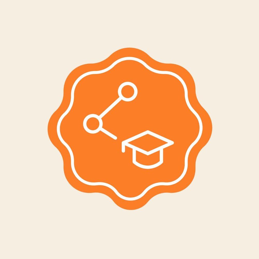 Neo4j community badge with a graph of connected nodes and a graduation cap